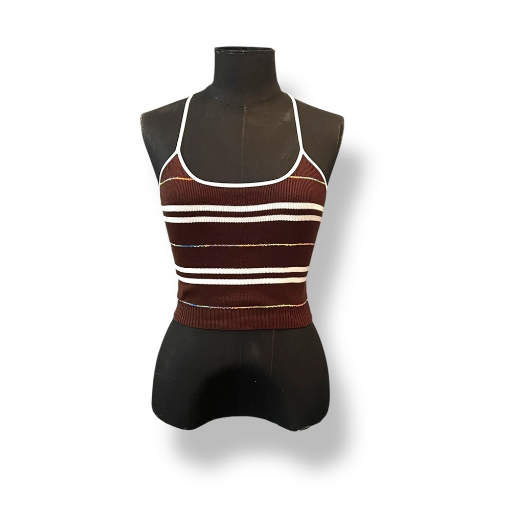 𝐘𝟐𝐊 𝐆𝐋𝐀𝐌𝐎𝐑 𝐔𝐒𝐀 Brown Striped Knit Cami Top